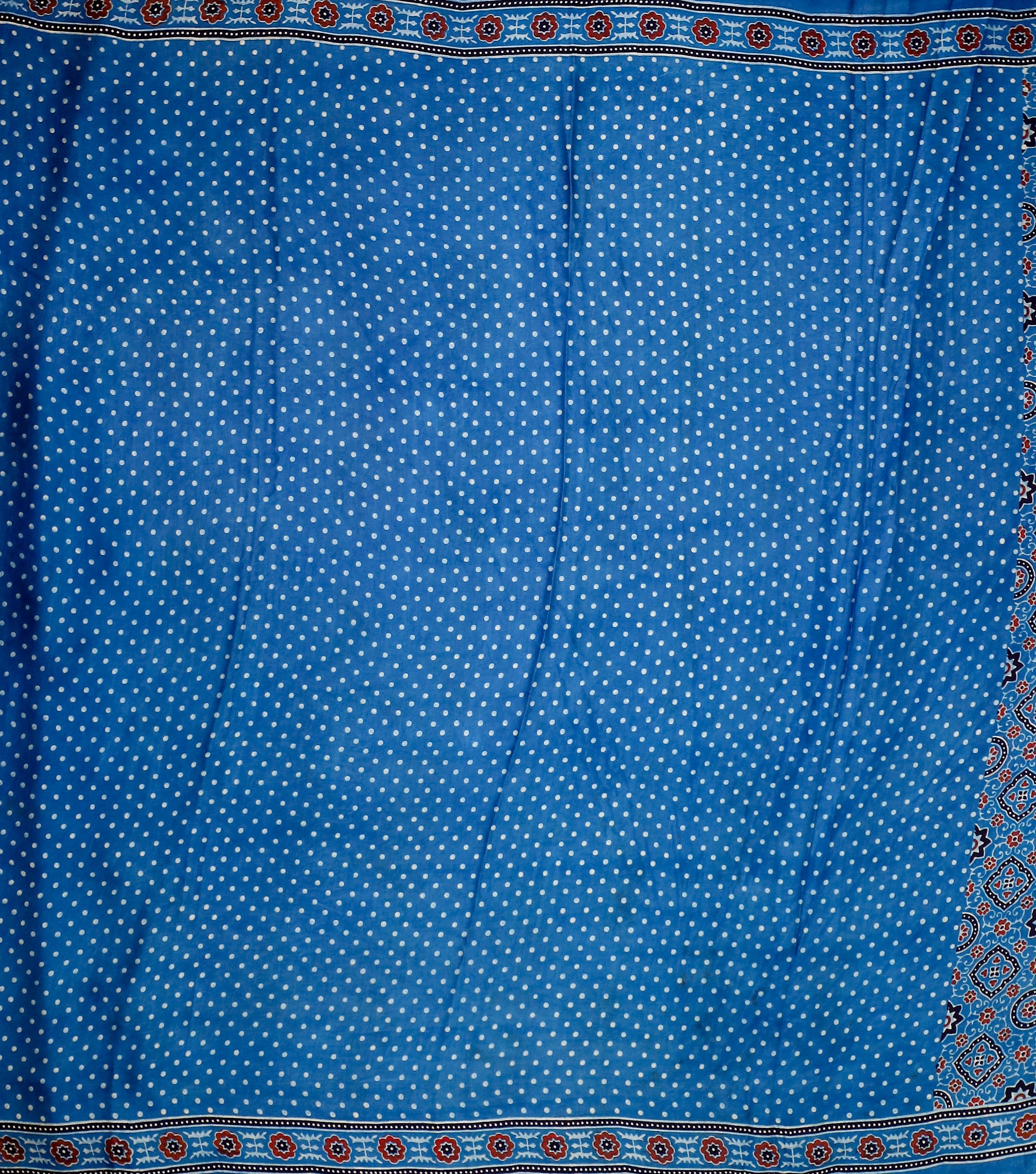 Ajrakh block printed Modal Silk Saree #22