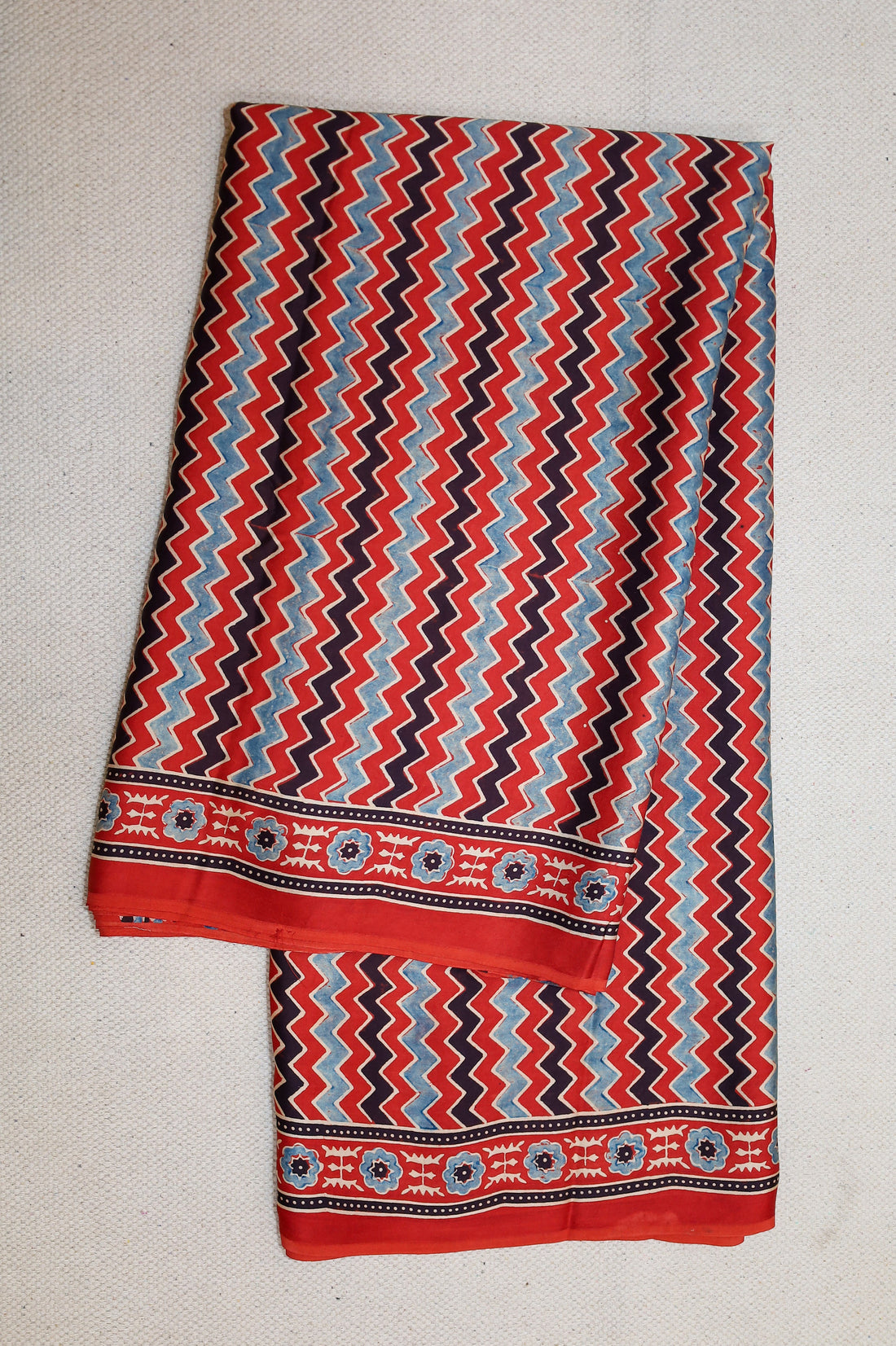 Ajrakh block printed Modal Silk Saree # 9