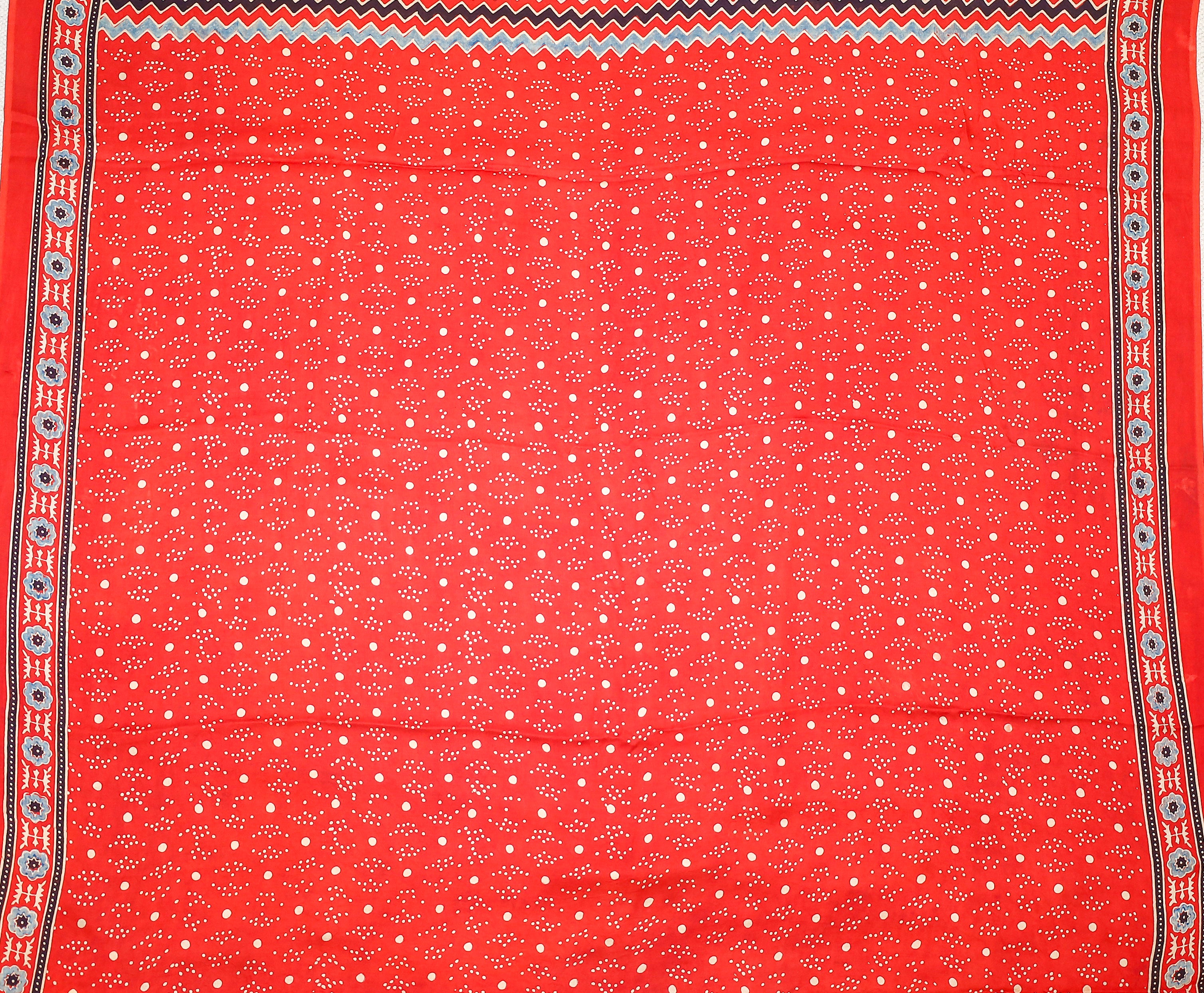 Ajrakh block printed Modal Silk Saree # 9