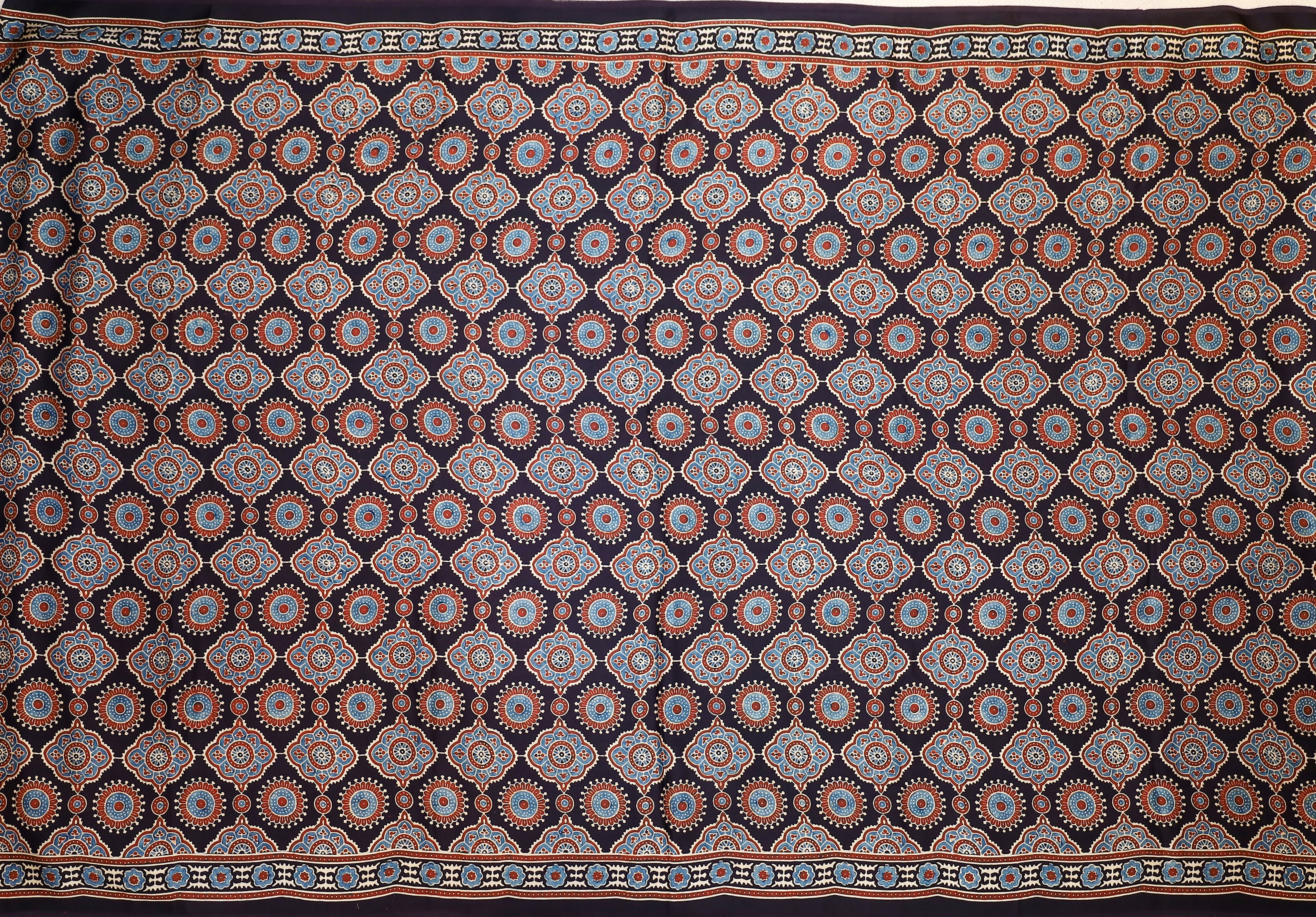 Ajrakh block printed Modal Silk Saree # 8