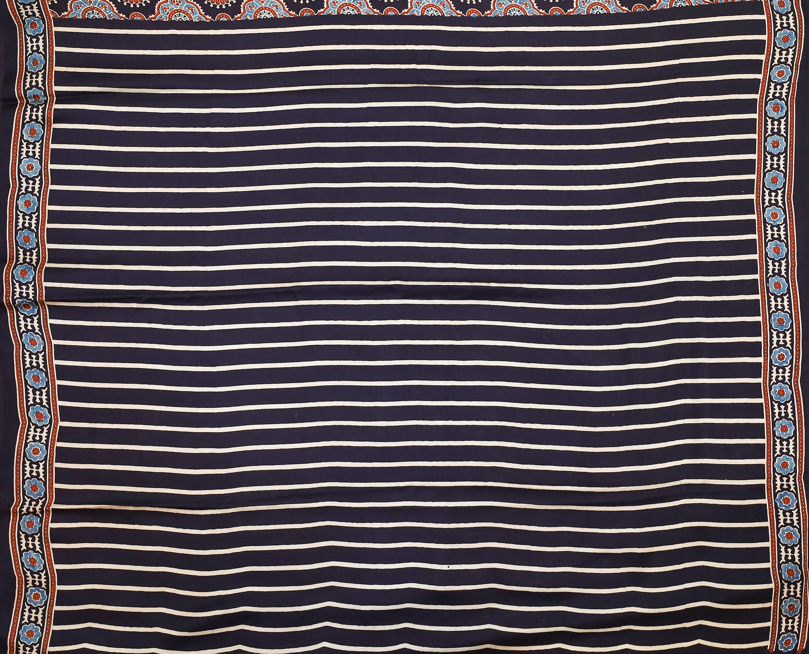 Ajrakh block printed Modal Silk Saree # 8