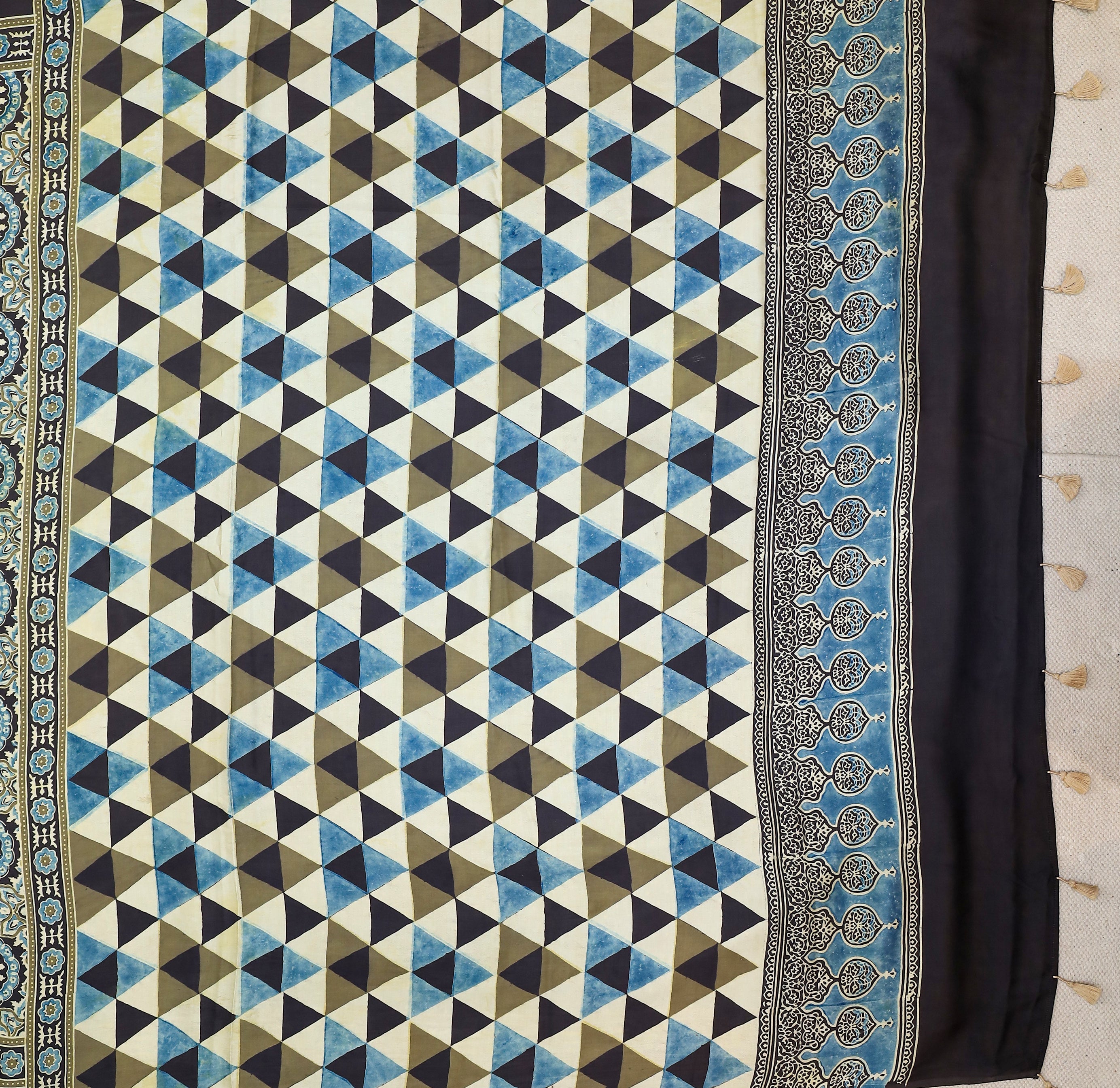 Ajrakh block printed Modal Silk Saree