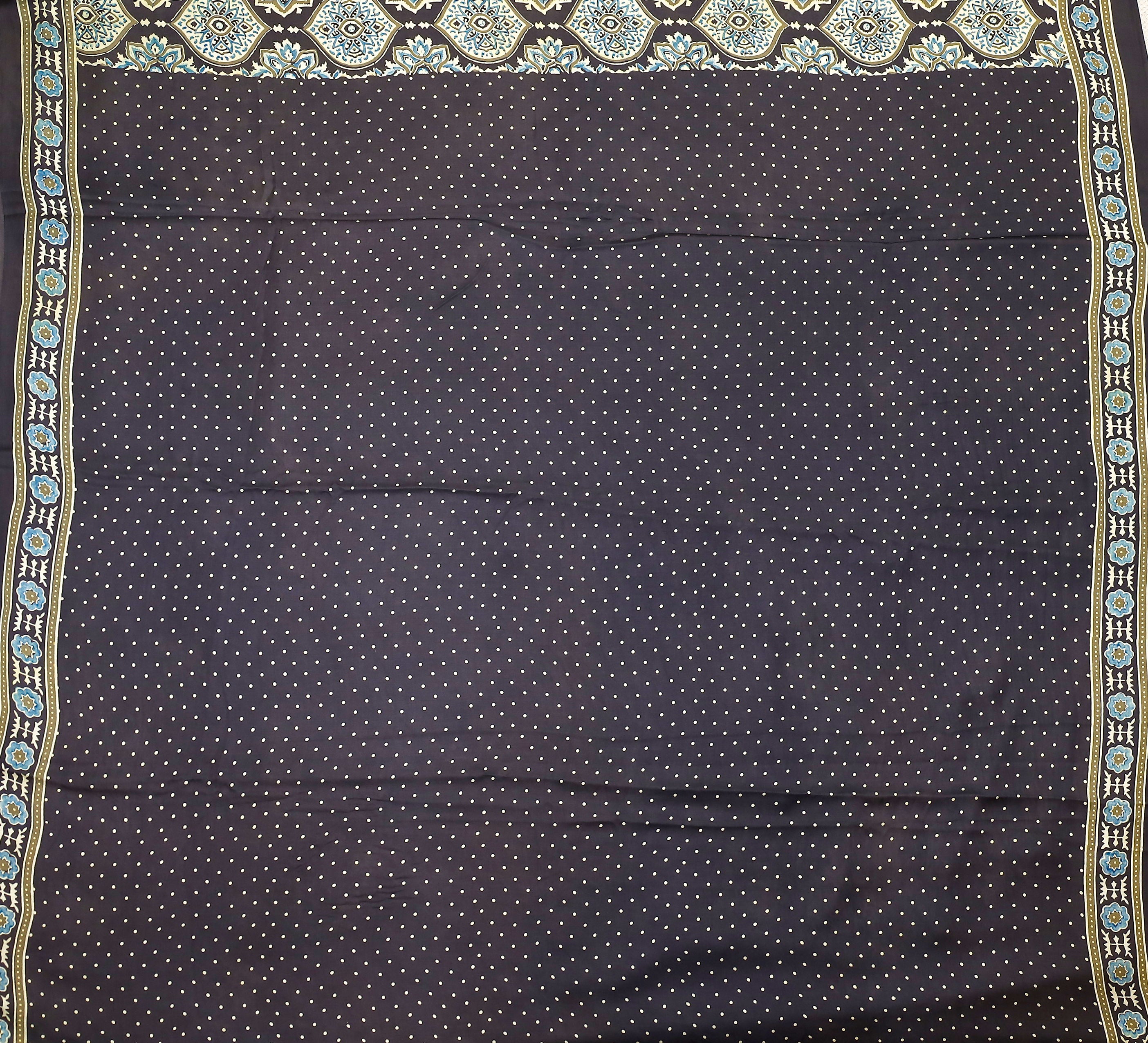 Ajrakh block printed Modal Silk Saree
