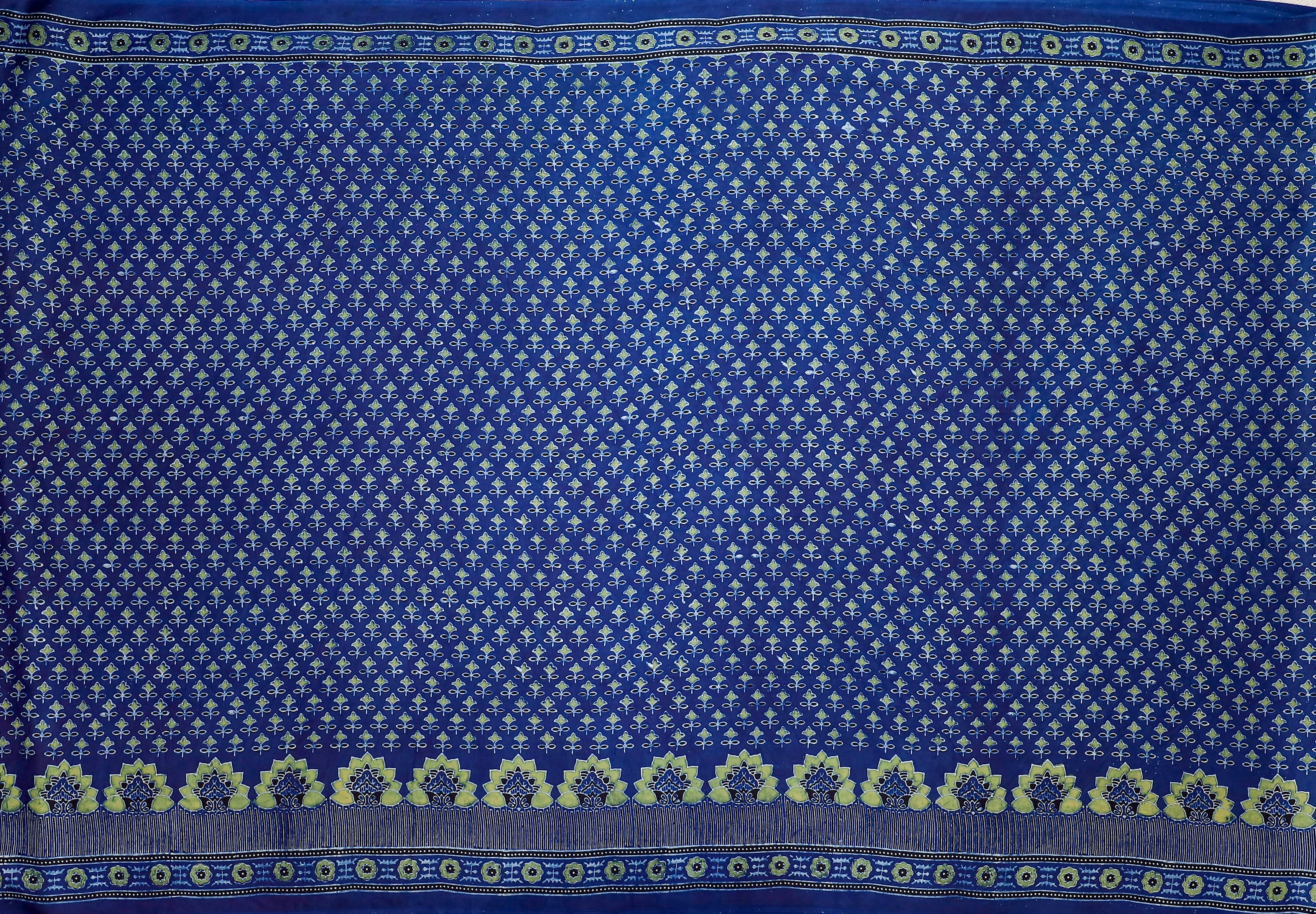 Ajrakh block printed Modal Silk Saree # 7