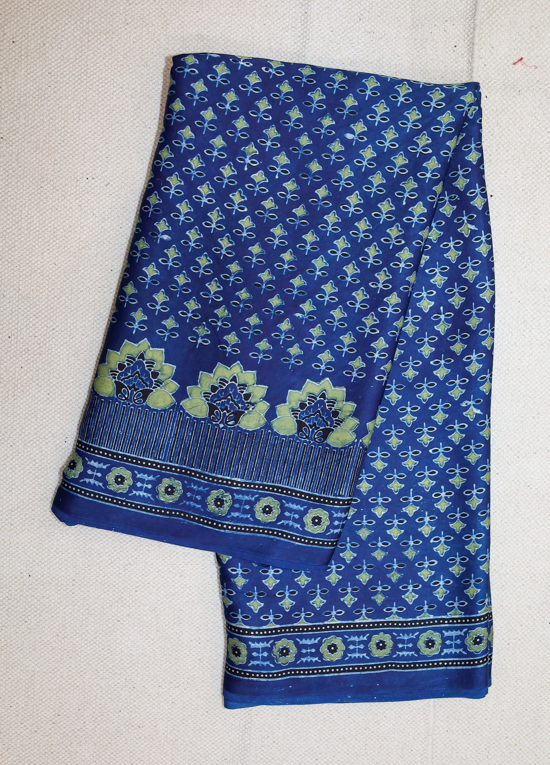 Ajrakh block printed Modal Silk Saree # 7