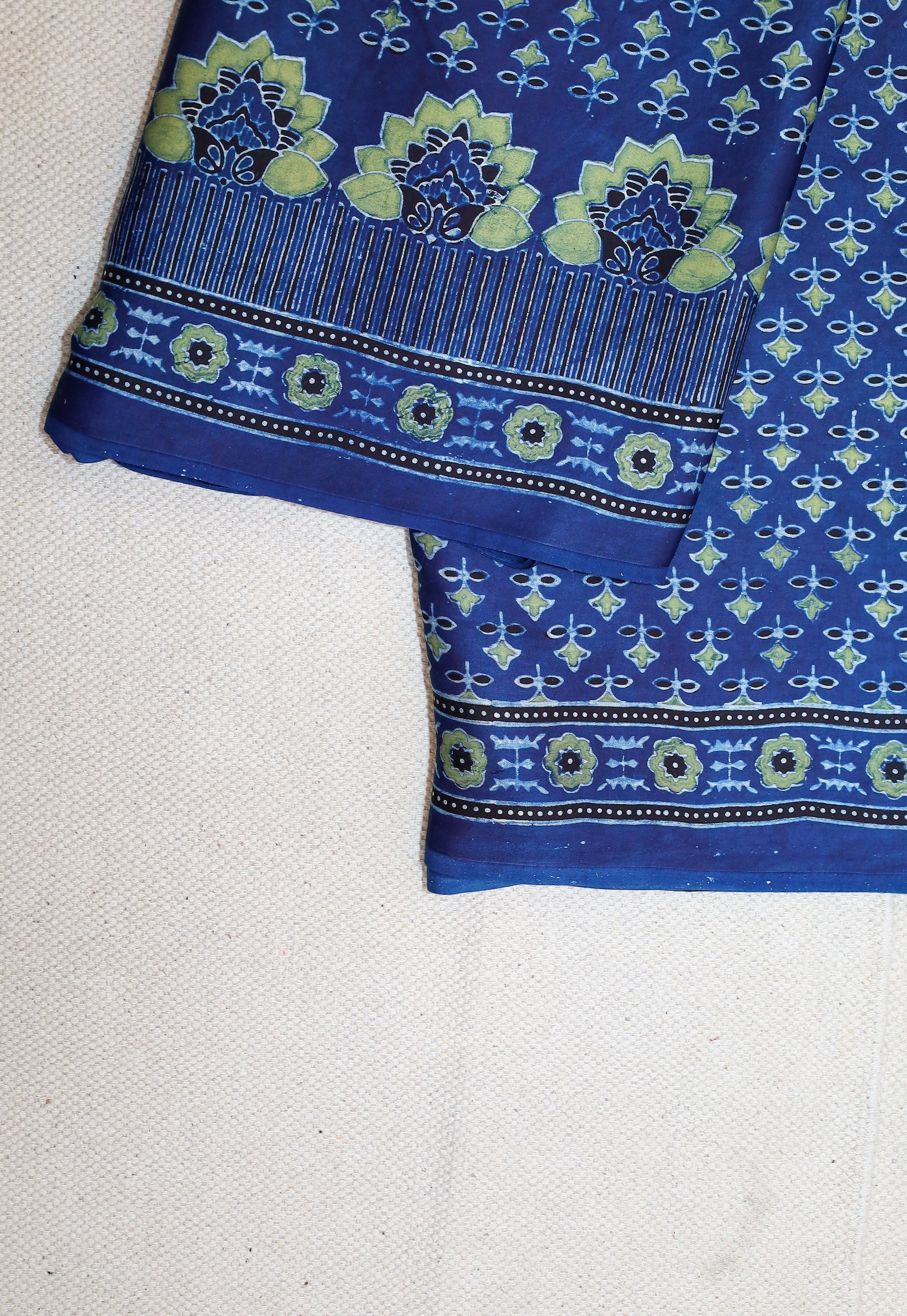 Ajrakh block printed Modal Silk Saree # 7