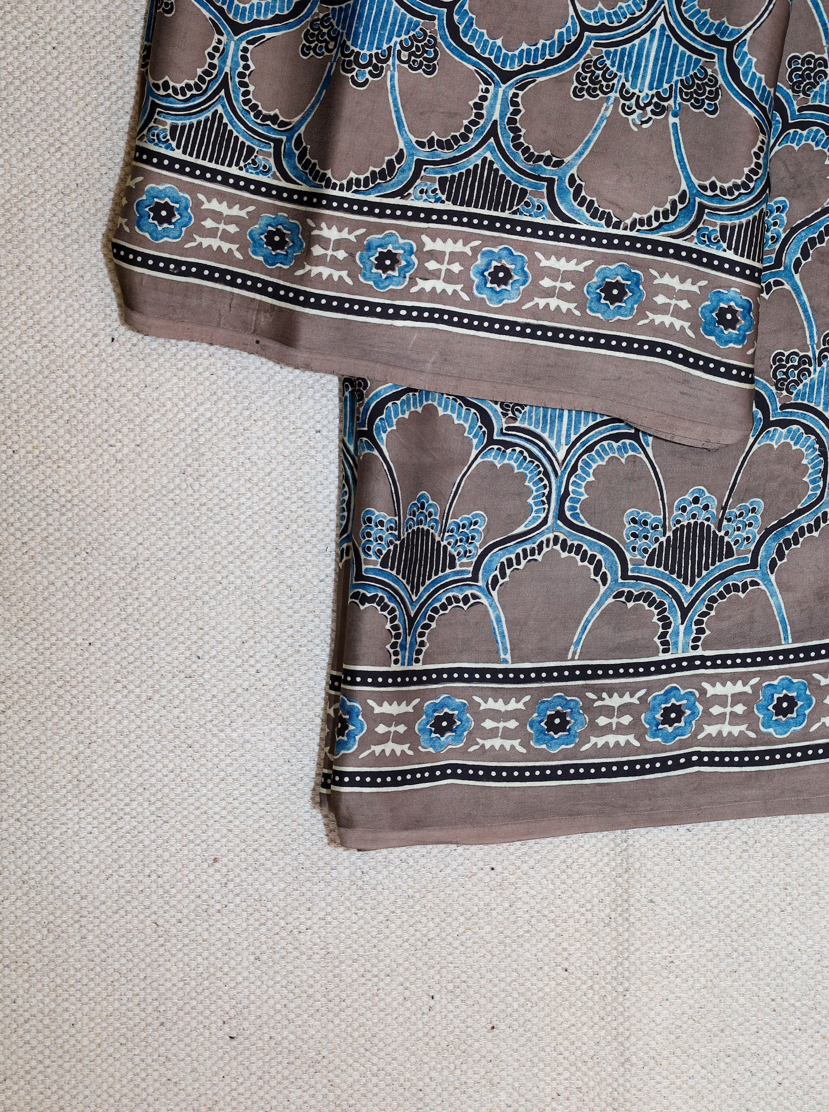Ajrakh block printed Modal Silk Saree # 6