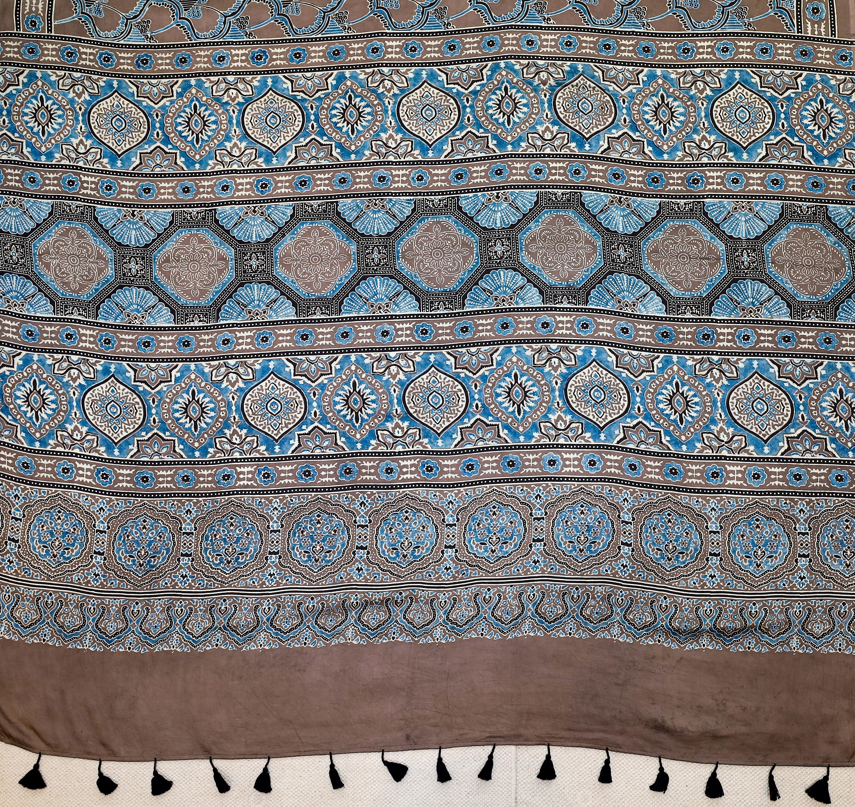 Ajrakh block printed Modal Silk Saree # 6