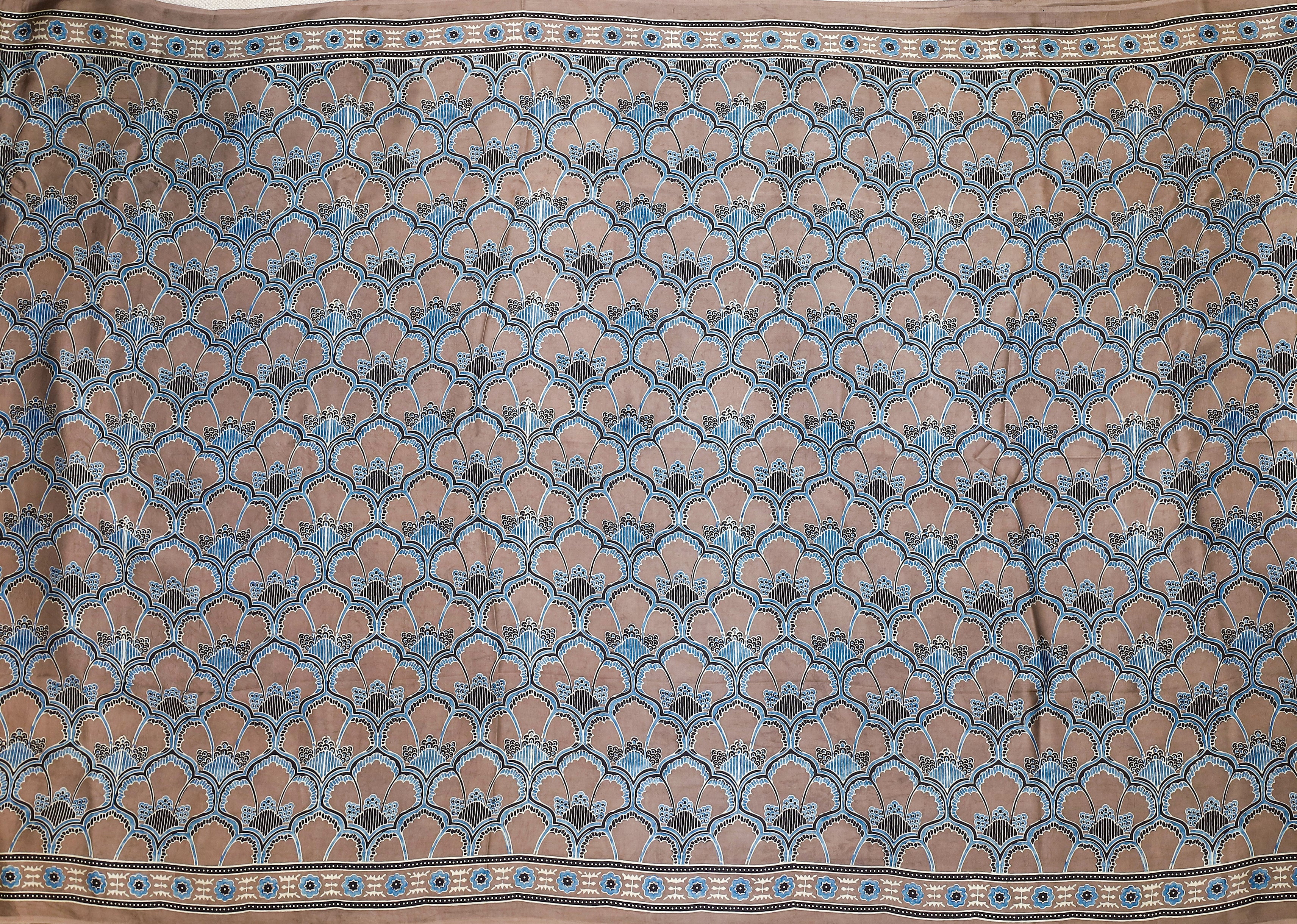 Ajrakh block printed Modal Silk Saree # 6