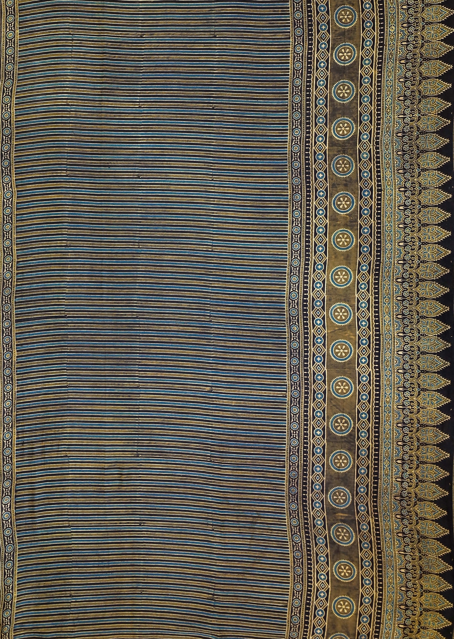 Ajrakh block printed Chanderi Silk Cotton Saree