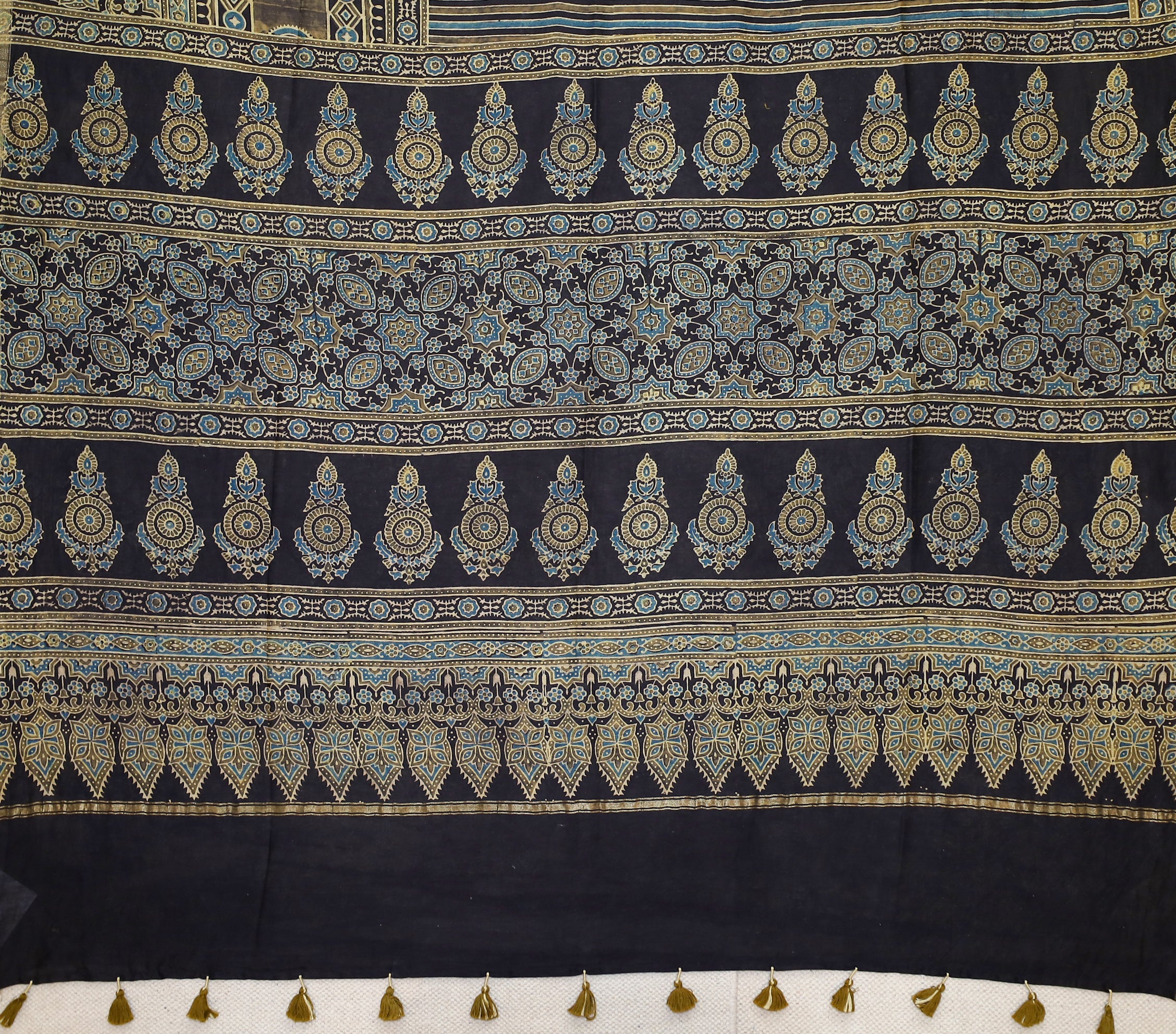 Ajrakh block printed Chanderi Silk Cotton Saree
