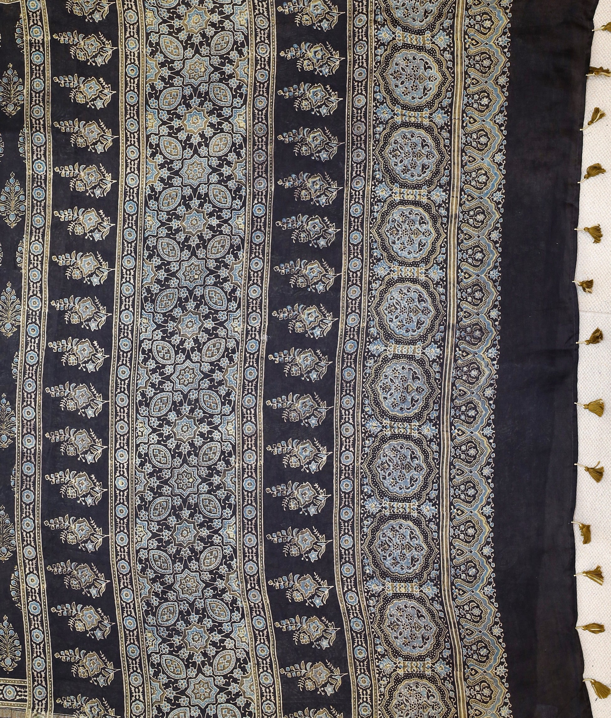 Ajrakh block printed Chanderi Silk Cotton Saree