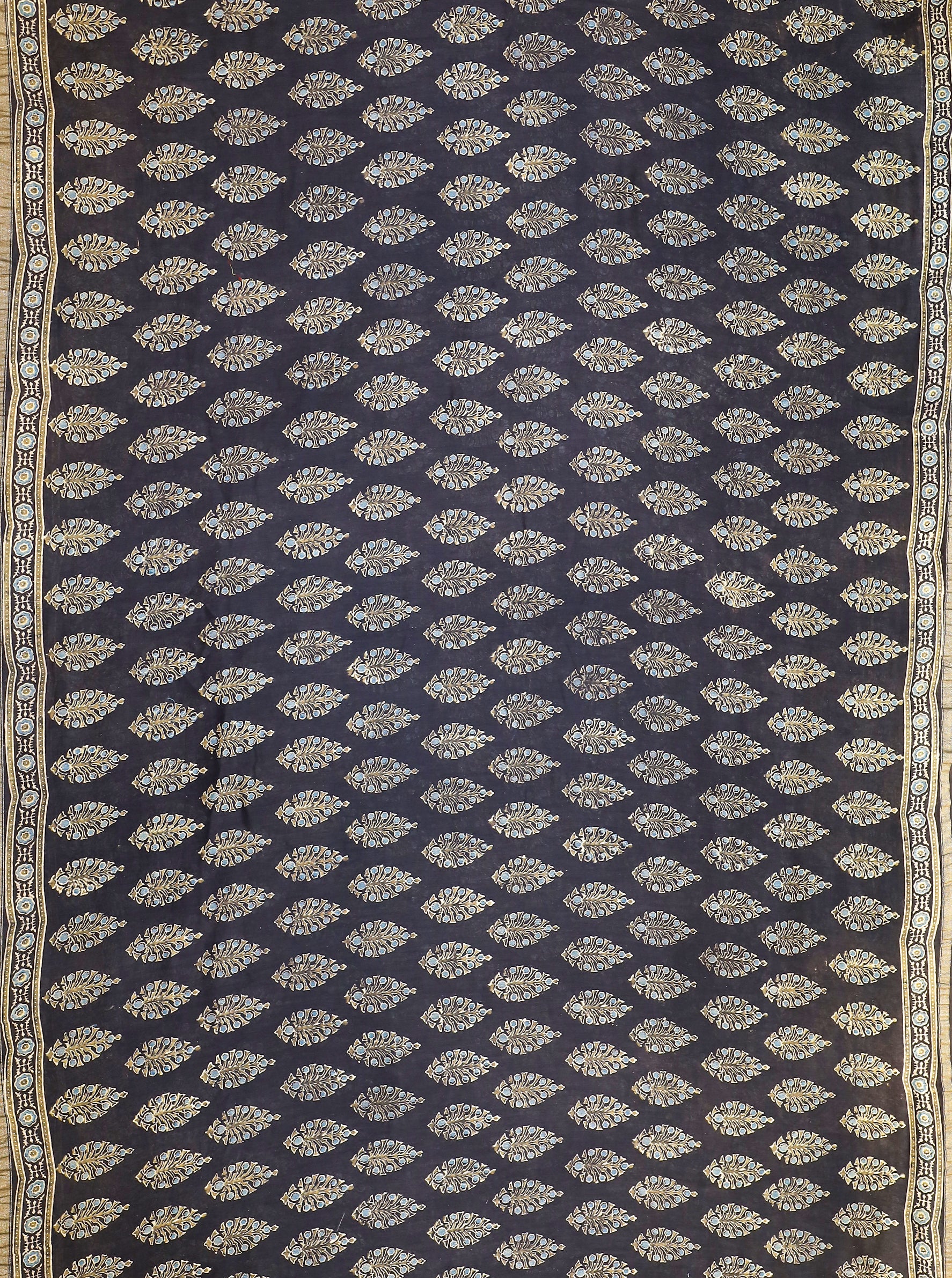 Ajrakh block printed Chanderi Silk Cotton Saree