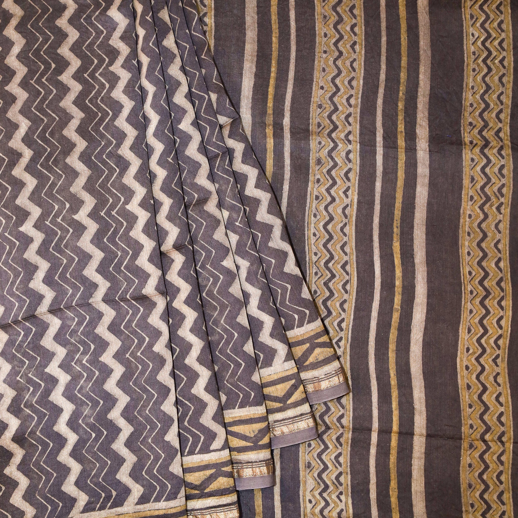 Akola Block printed Chanderi Silk Cotton Saree#14