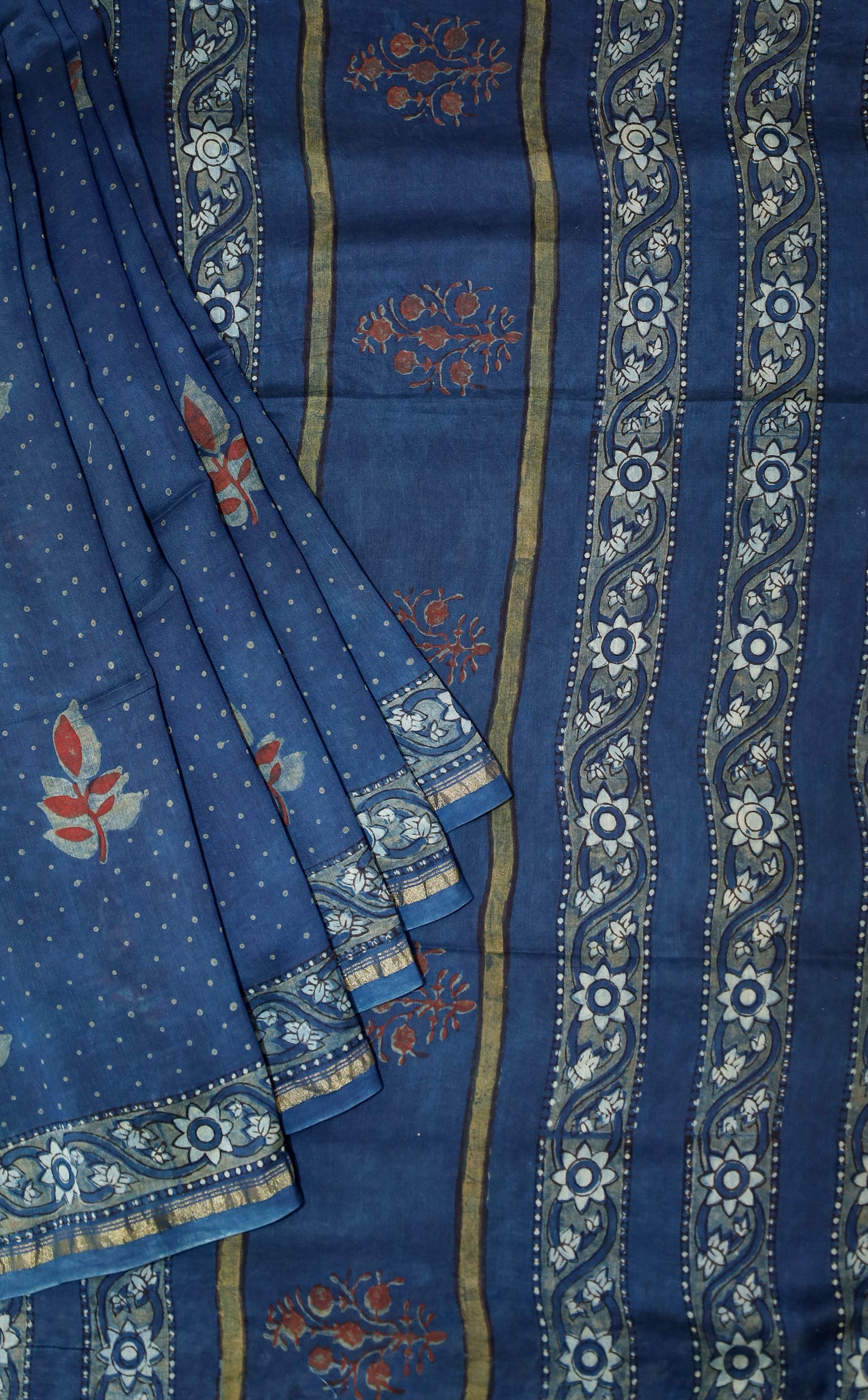 Akola Block printed Chanderi Silk Cotton Saree#15