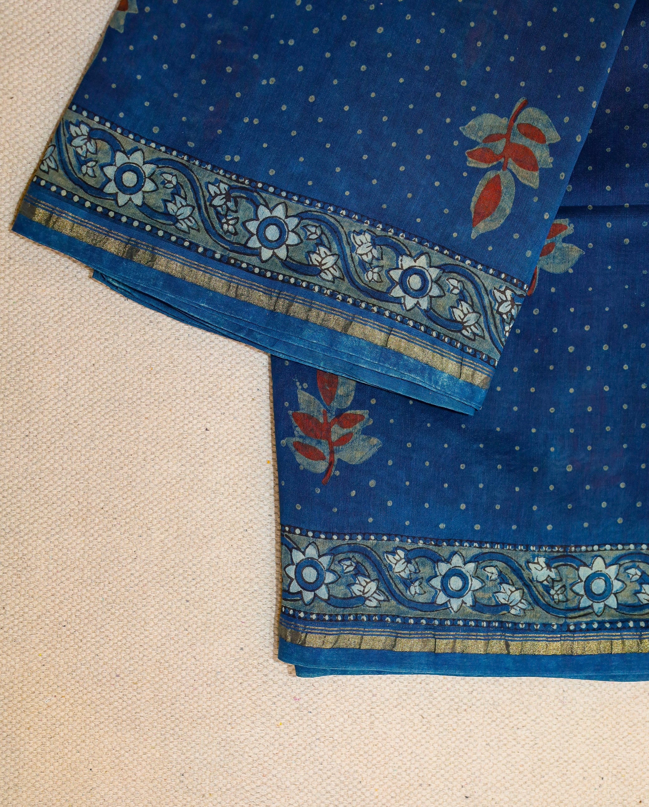 Akola Block printed Chanderi Silk Cotton Saree#15