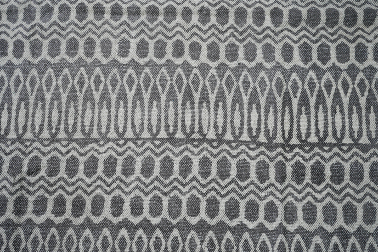 Hexagon | Hand Block Printed Rugs | 100% Cotton| Stone Washed| Hand knotted tassels