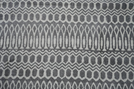 Hexagon | Hand Block Printed Rugs | 100% Cotton| Stone Washed| Hand knotted tassels