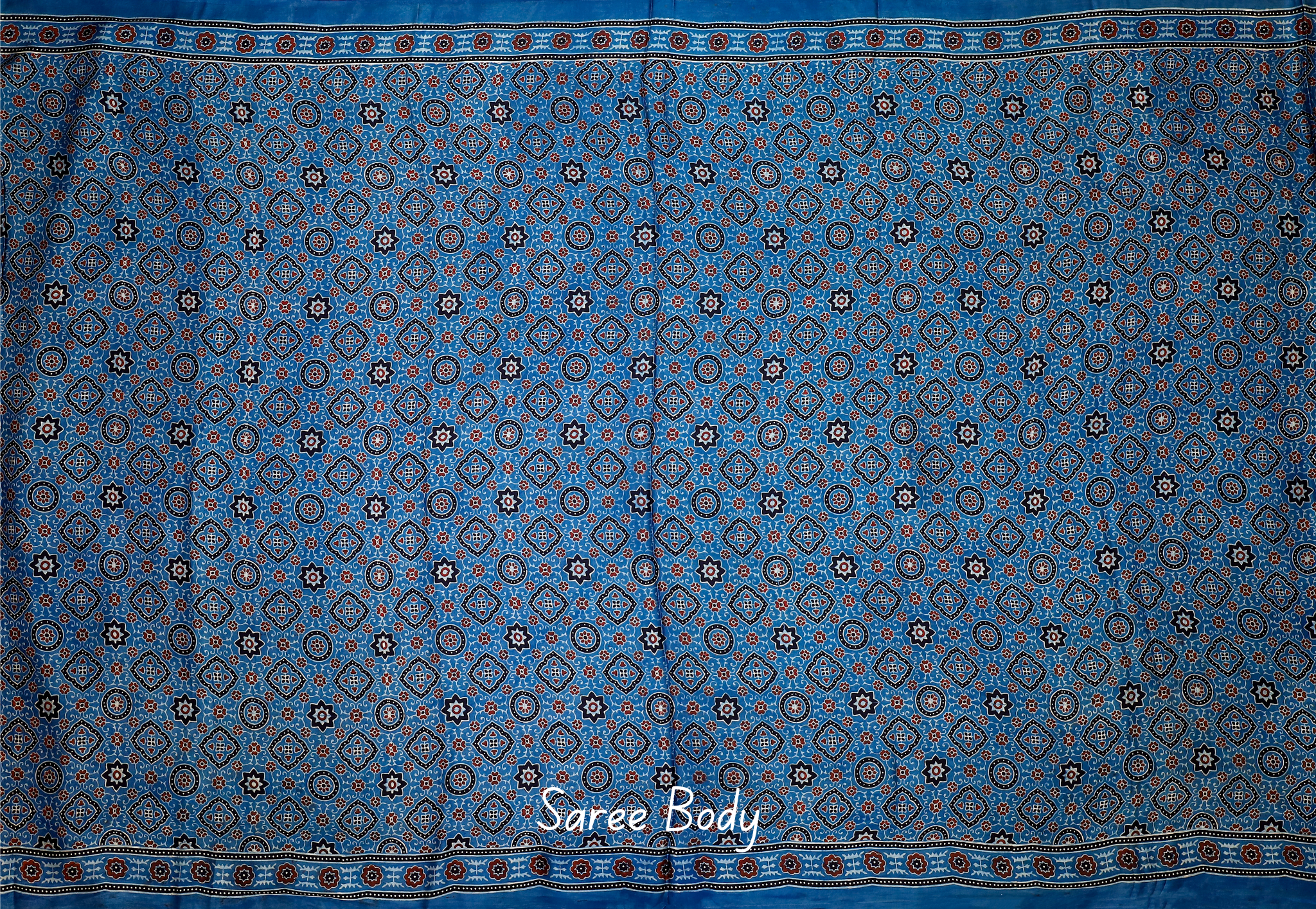 Ajrakh block printed Modal Silk Saree #22