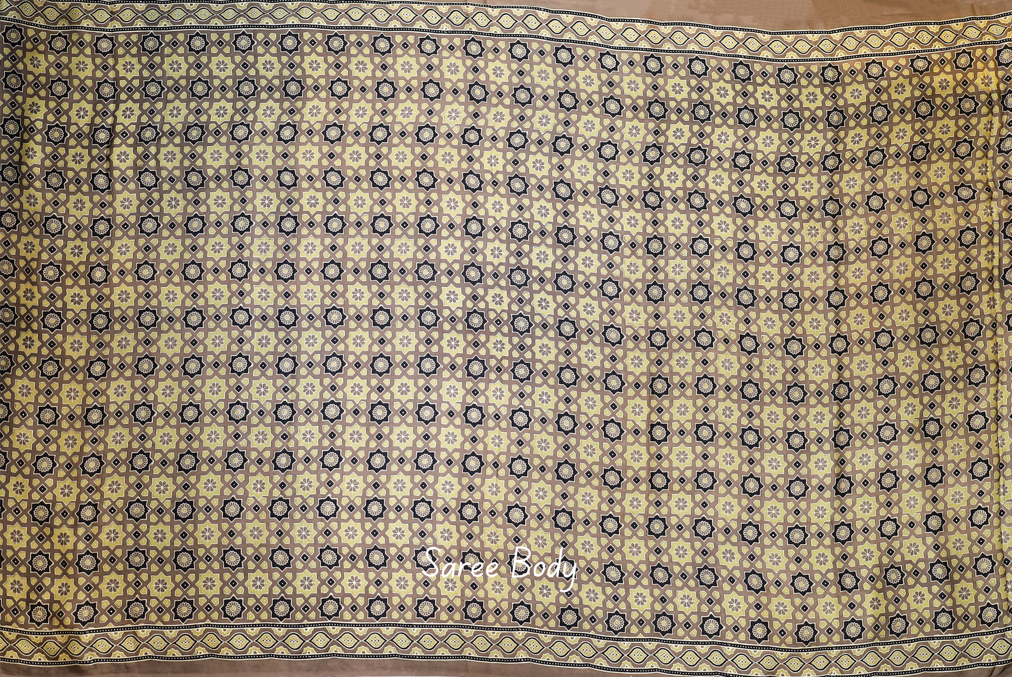Ajrakh block printed Modal Silk Saree #21