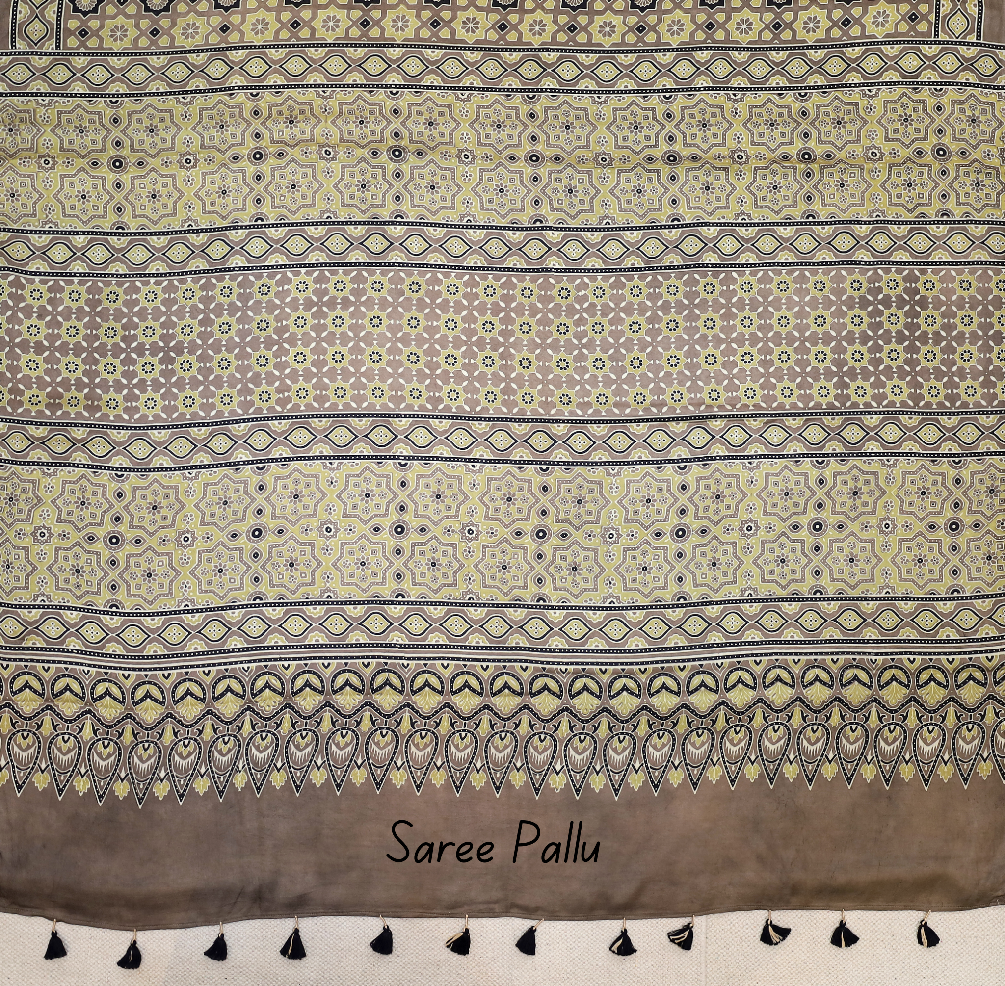 Ajrakh block printed Modal Silk Saree #21