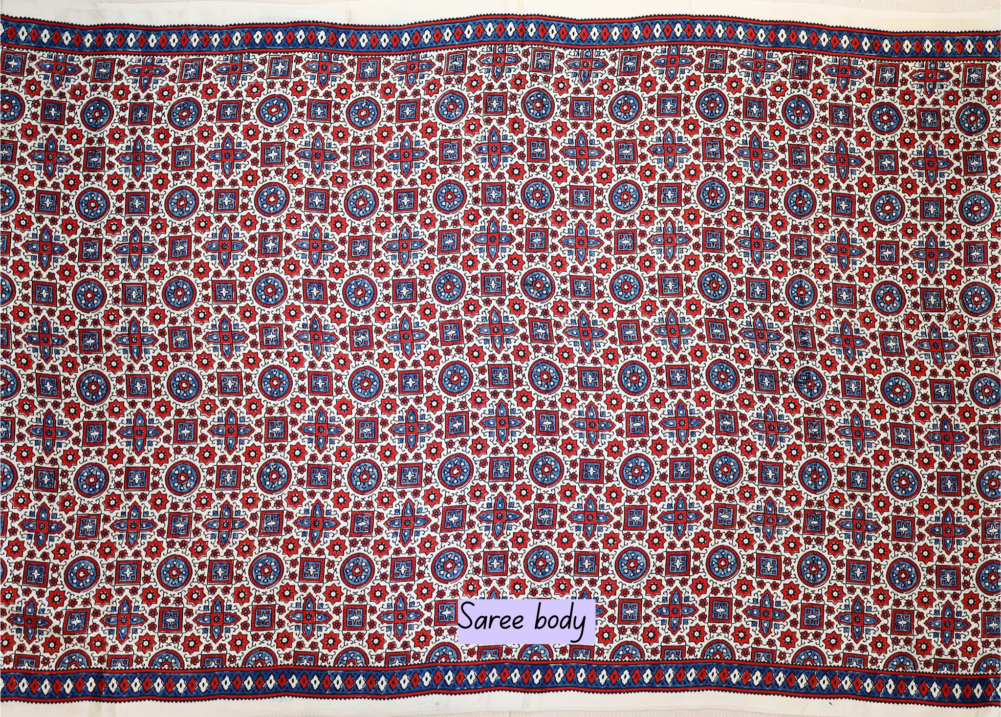 Ajrakh block printed Modal Silk Saree # 10