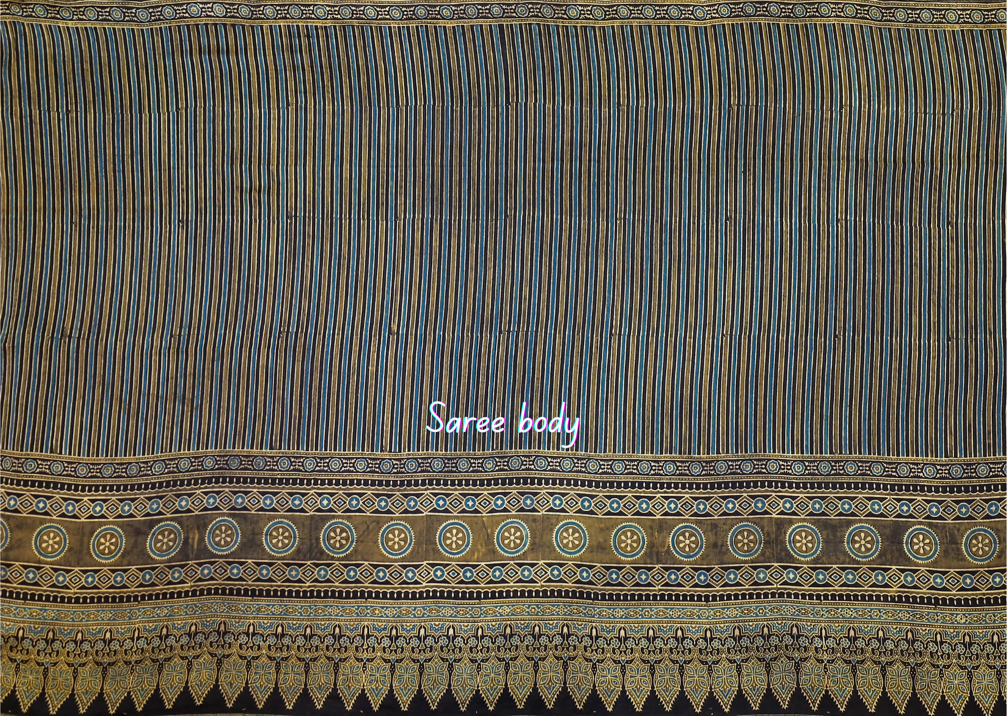 Ajrakh block printed Chanderi Silk Cotton Saree #1