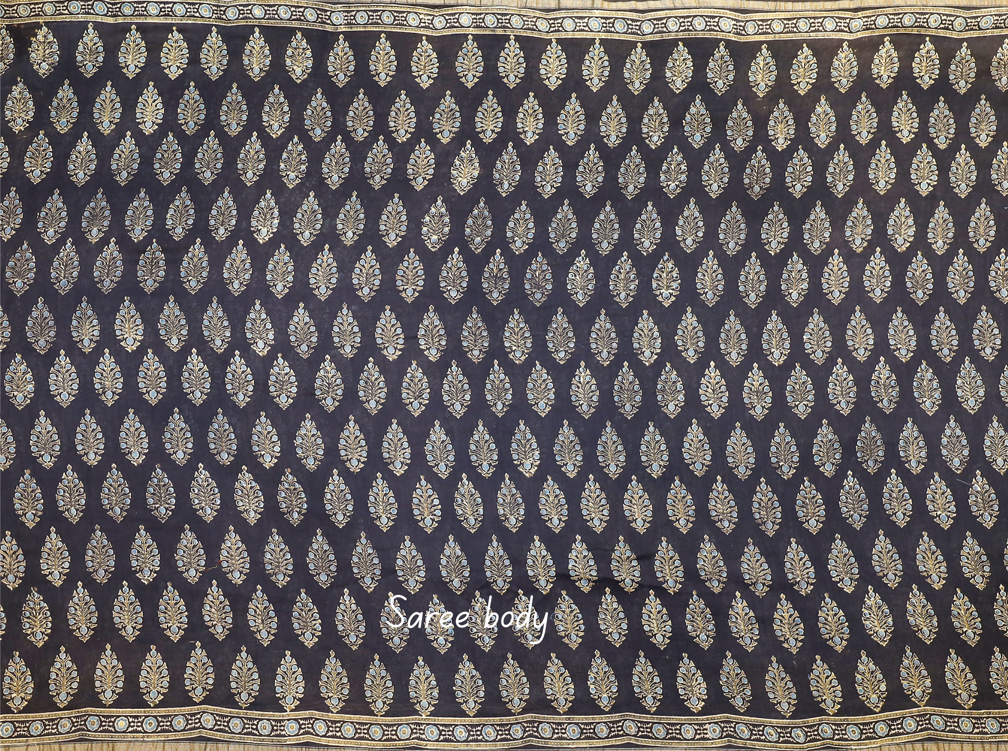 Ajrakh block printed Chanderi Silk Cotton Saree #2