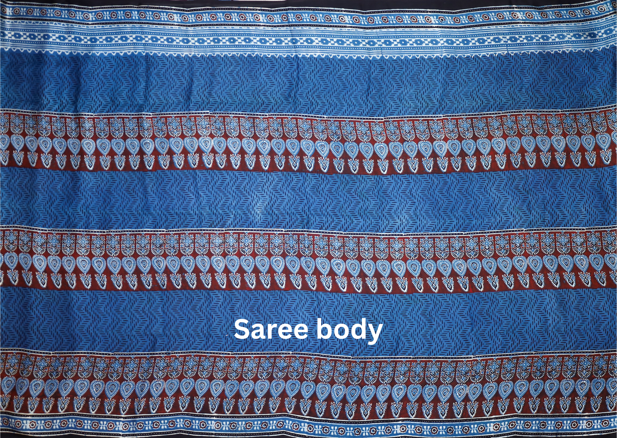 Ajrakh block printed Modal Silk Saree #5