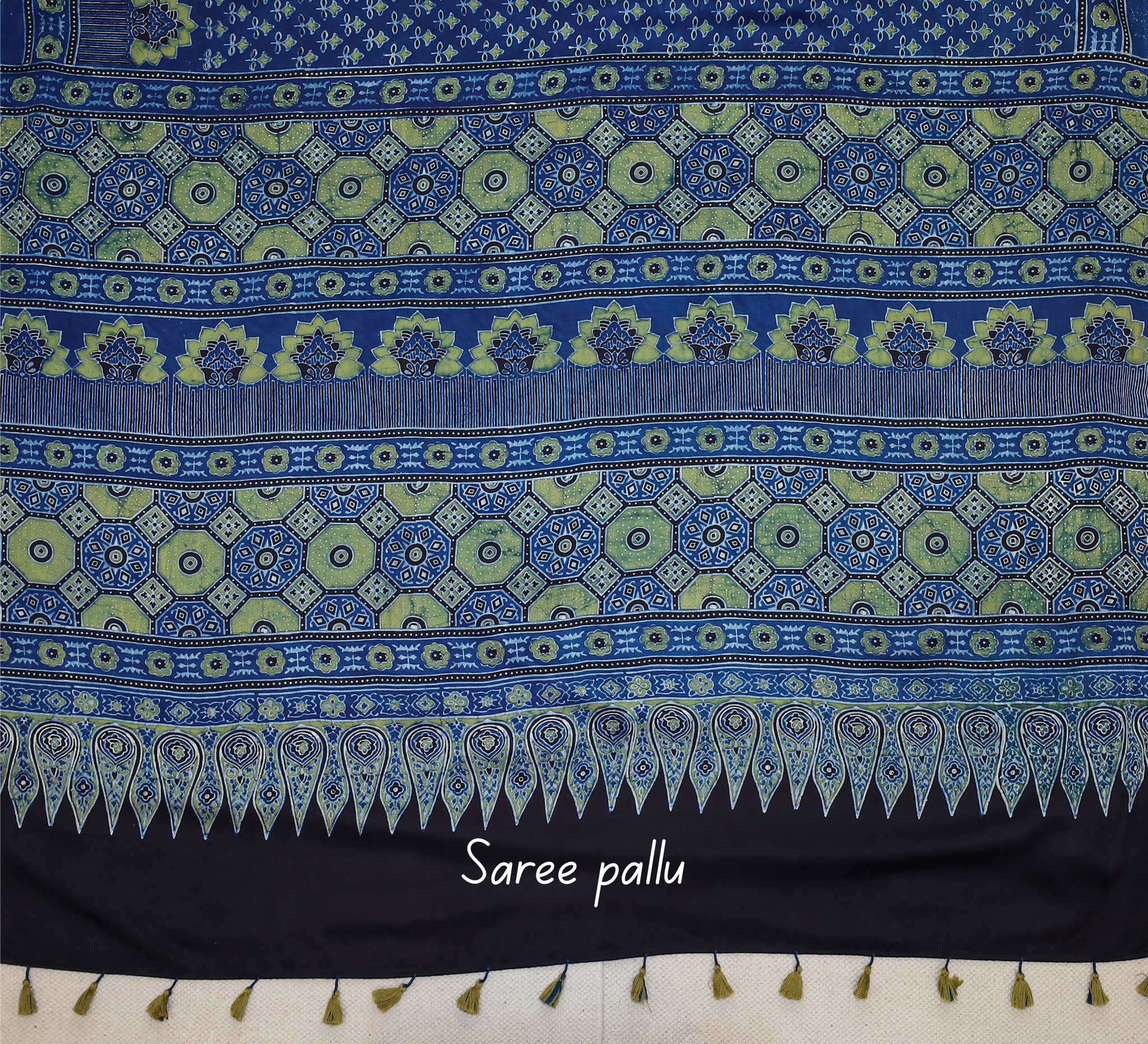 Ajrakh block printed Modal Silk Saree # 7