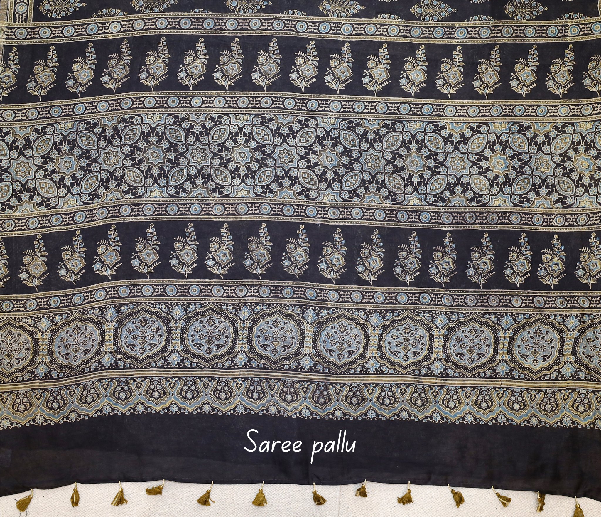 Ajrakh block printed Chanderi Silk Cotton Saree #2