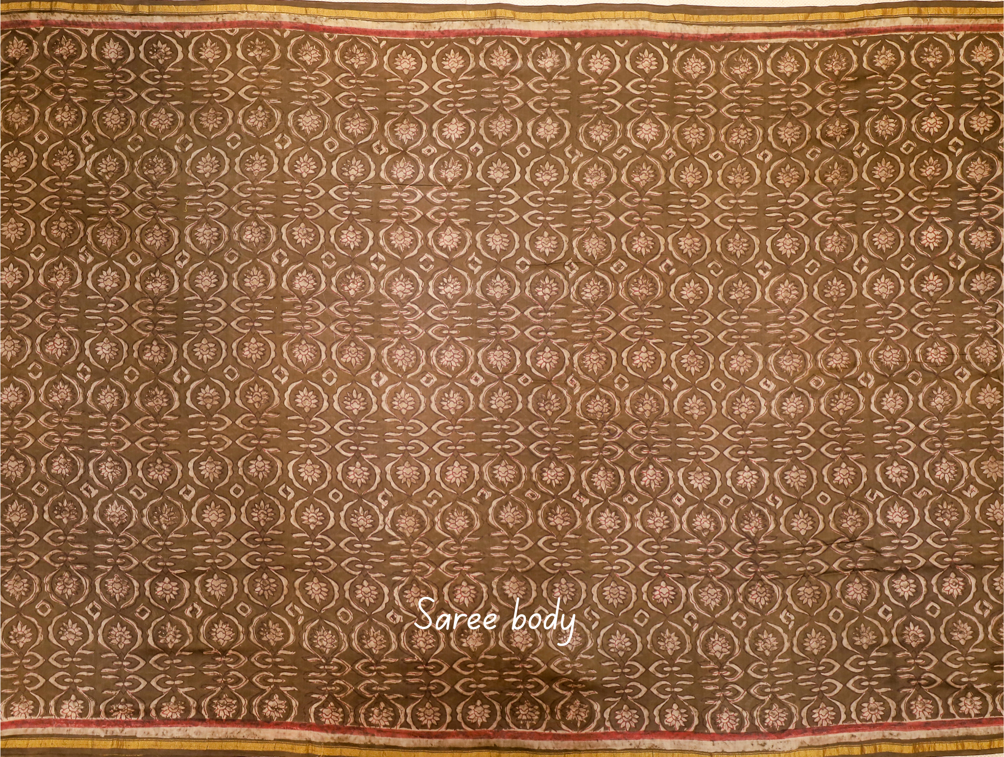 Brown Akola Blockprint saree # 29
