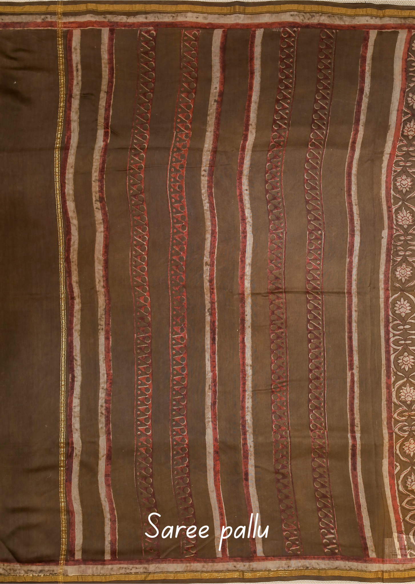 Brown Akola Blockprint saree # 29