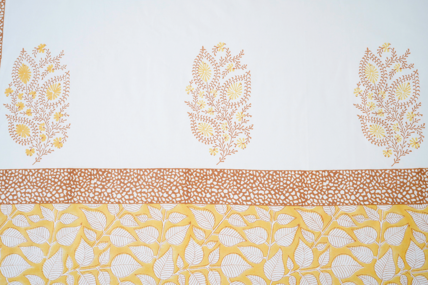 Autumn Fall  | Handblock printed Bedsheet|Double bed: King  Size |400 TC Premium Cotton| Complementing pillow covers