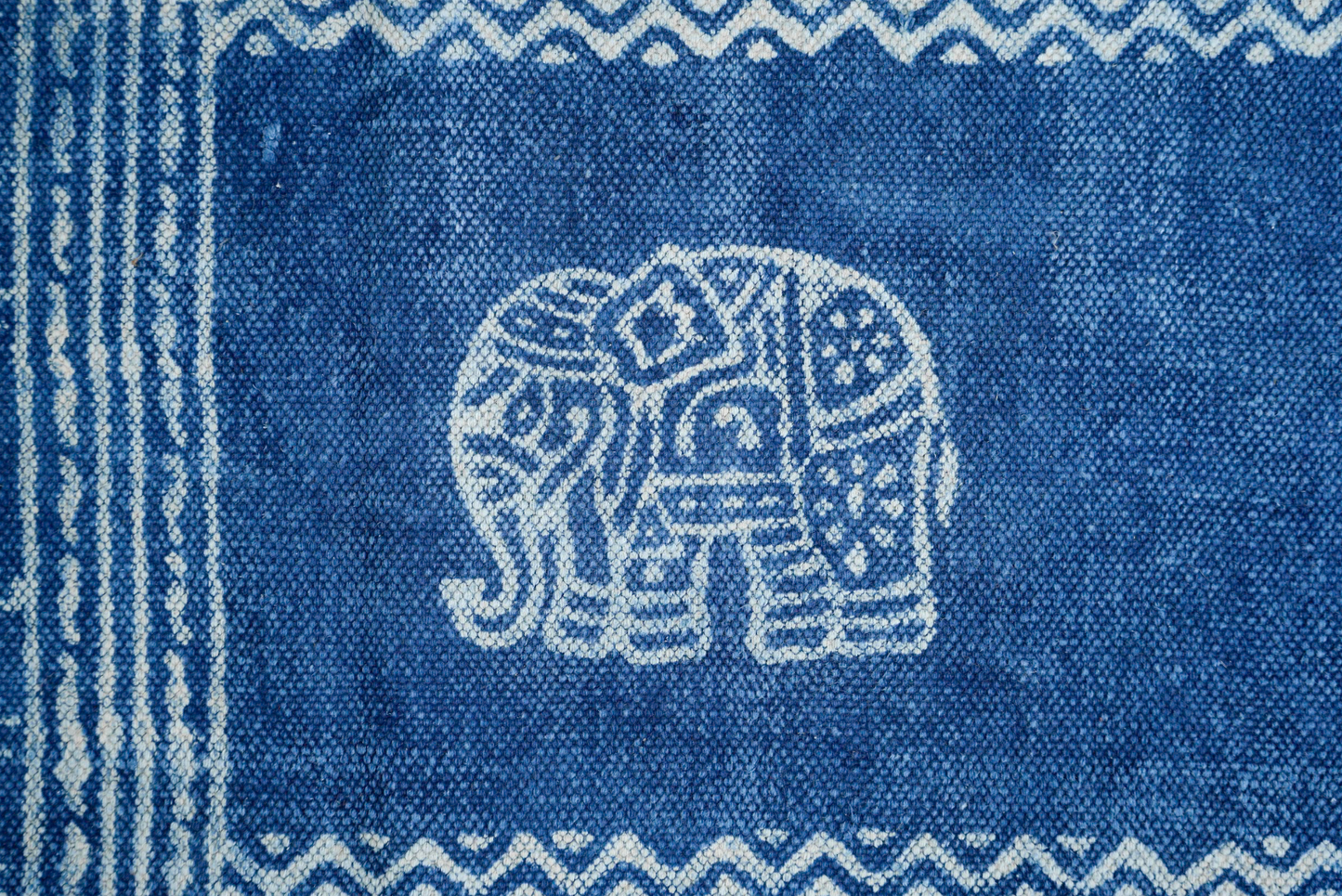 Gajraj| Hand Block Printed Rugs| 100% Cotton| Stone Washed| Hand knotted tassels