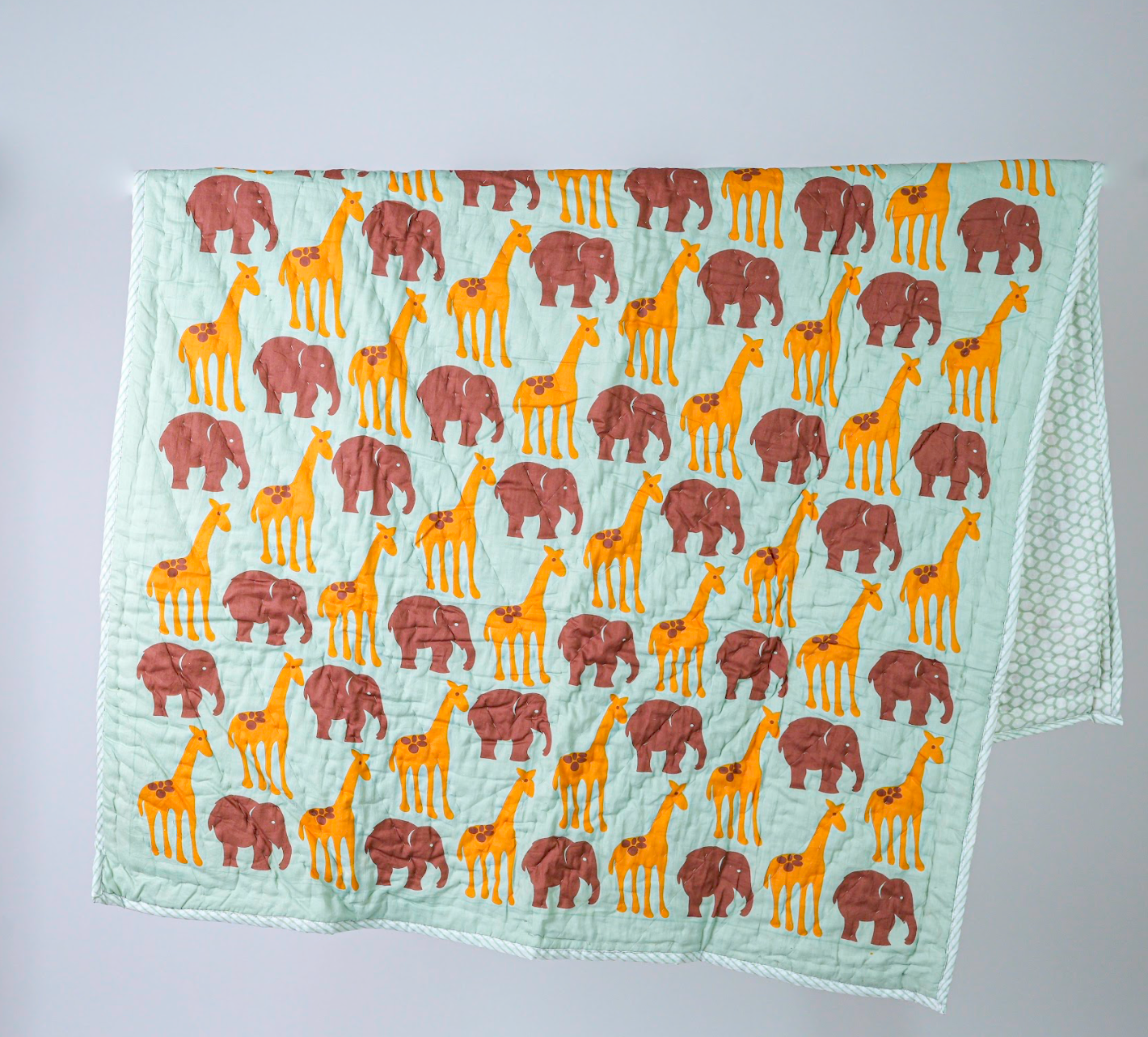 Jungle Friends |Hand Block printed|Cotton Quilt for Kids| Reversible| Kids Blanket