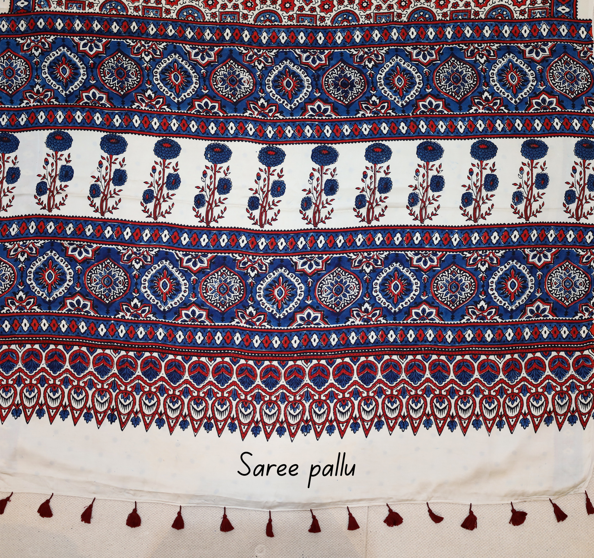 Ajrakh block printed Modal Silk Saree # 10