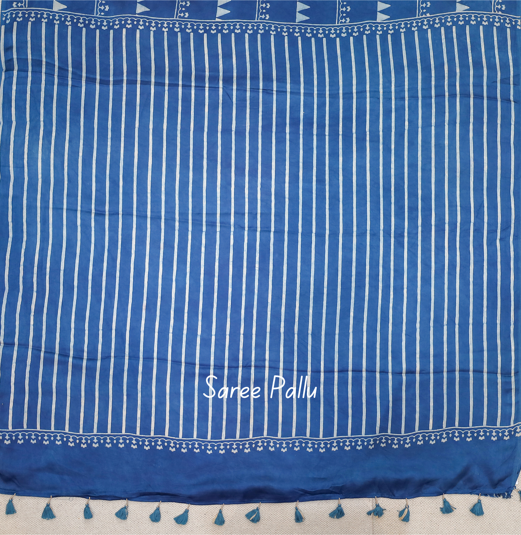 Ajrakh block printed Modal Silk Saree #20